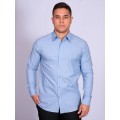 Camisa manga longa de linho misto azul claro