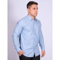 Camisa manga longa de linho misto azul claro