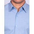 Camisa manga longa de linho misto azul claro