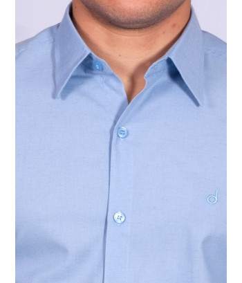 Camisa manga longa de linho misto azul claro