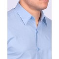 Camisa manga longa de linho misto azul claro