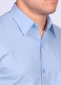 Camisa manga longa de linho misto azul claro