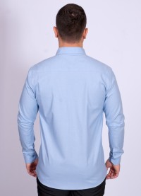Camisa manga longa de linho misto azul claro