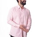 Camisa manga longa de linho misto rosa