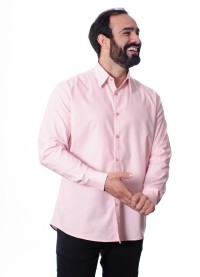 Camisa manga longa de linho misto rosa