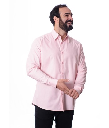 Camisa manga longa de linho misto rosa