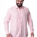 Camisa manga longa de linho misto rosa