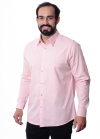 Camisa manga longa de linho misto rosa