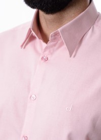 Camisa manga longa de linho misto rosa