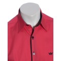 Camisa social masculina de tricoline manga curta com detalhe na frente, vermelha Camisa social masculina de tricoline manga curta com detalhe na frente, vermelha