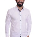 Camisa masculina branca detalhe na frente de tricoline manga longa