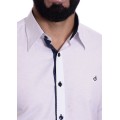 Camisa masculina branca detalhe na frente de tricoline manga longa