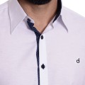 Camisa masculina branca detalhe na frente de tricoline manga longa