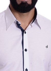 Camisa masculina branca detalhe na frente de tricoline manga longa