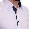 Camisa masculina branca detalhe na frente de tricoline manga longa