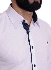 Camisa masculina branca detalhe na frente de tricoline manga longa