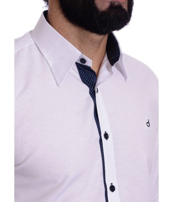 Camisa masculina branca detalhe na frente de tricoline manga longa