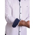 Camisa masculina branca detalhe na frente de tricoline manga longa