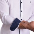 Camisa masculina branca detalhe na frente de tricoline manga longa