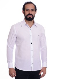 Camisa social branca com detalhe poá