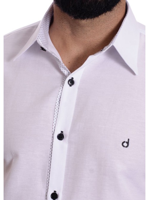 Camisa social branca com detalhe poá Camisa social branca com detalhe poá
