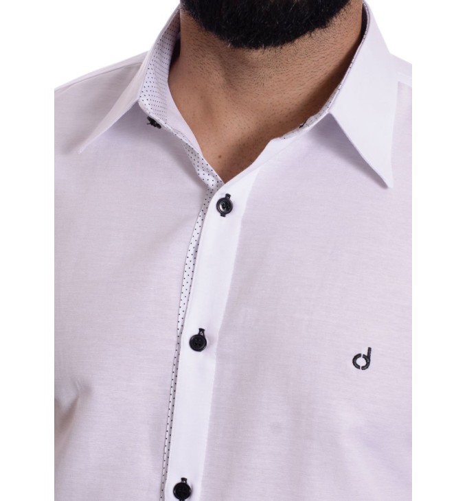 Camisa social branca com detalhe poá Camisa social branca com detalhe poá