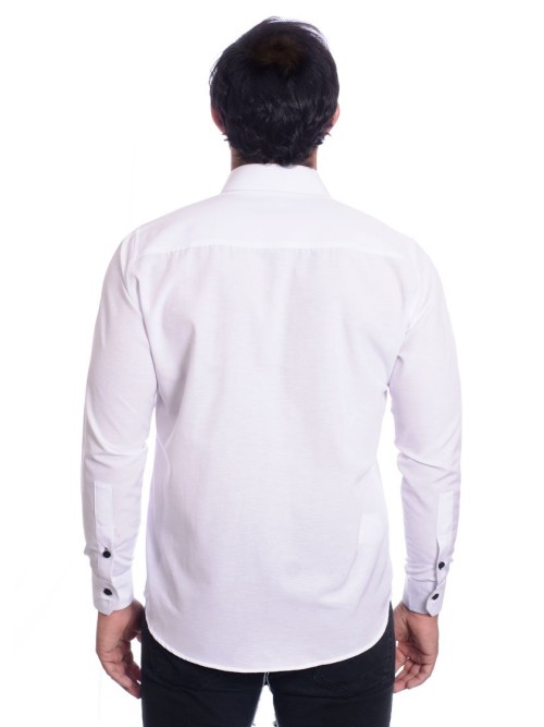 Camisa social branca com detalhe poá Camisa social branca com detalhe poá