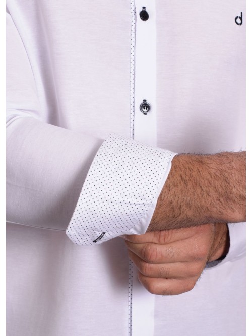 Camisa social branca com detalhe poá Camisa social branca com detalhe poá