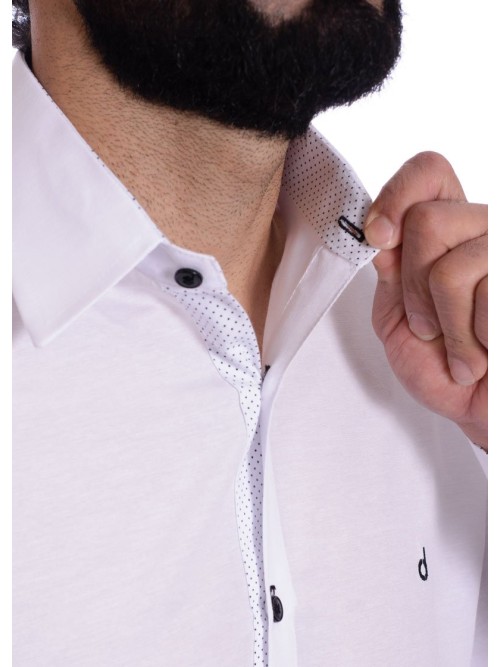 Camisa social branca com detalhe poá Camisa social branca com detalhe poá