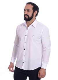 Camisa social branca com detalhe poá