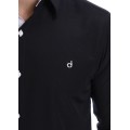 Camisa masculina com detalhe branco e preto de tricoline manga longa