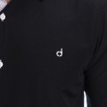 Camisa masculina com detalhe branco e preto de tricoline manga longa