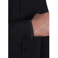 Camisa preta com detalhe na frente masculina de tricoline manga longa