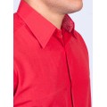 Camisa social vermelha masculina manga longa tricoline