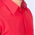 Camisa social vermelha masculina manga longa tricoline