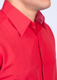 Camisa social vermelha masculina manga longa tricoline