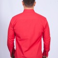 Camisa social vermelha masculina manga longa tricoline