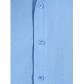Camisa social masculina de tricoline com detalhe manga longa, azul