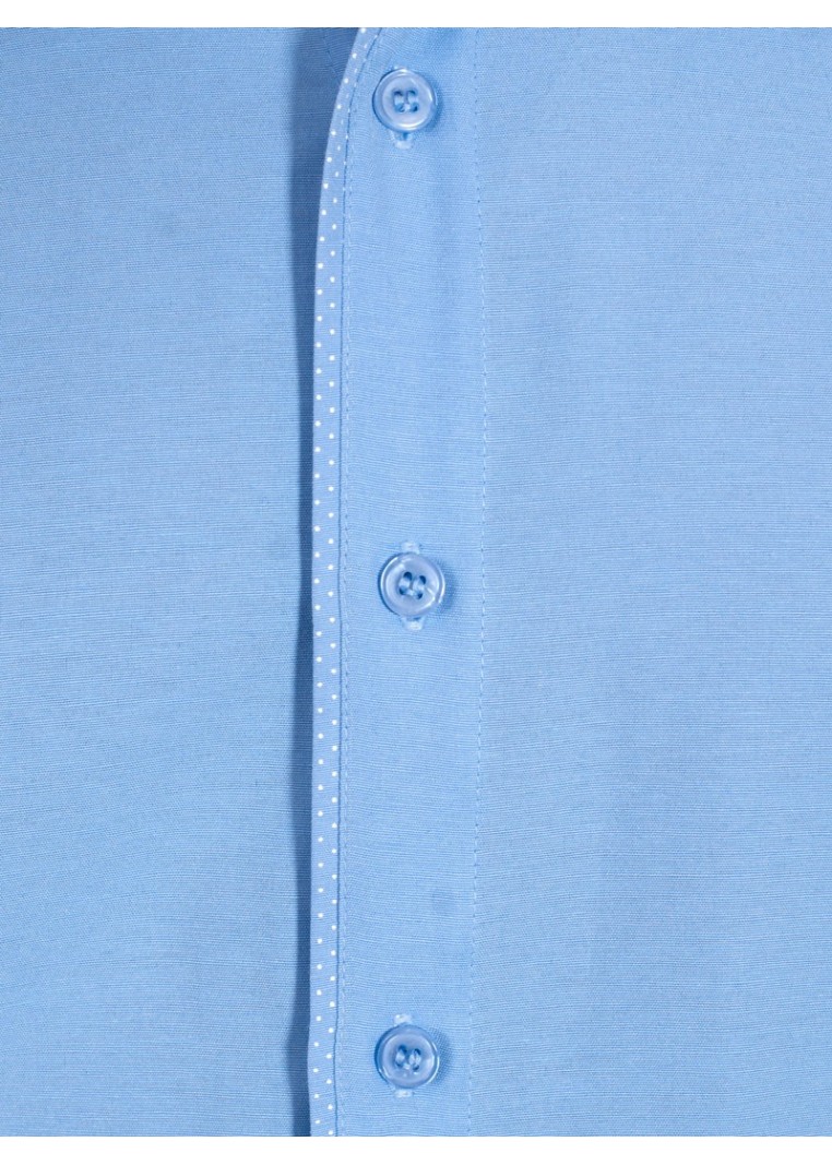 Camisa social masculina de tricoline com detalhe manga longa, azul