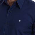 Camisa masculina marinho detalhe na frente de tricoline manga longa