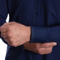 Camisa masculina marinho detalhe na frente de tricoline manga longa