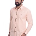 Camisa masculina salmão com detalhe na frente de tricoline manga longa