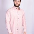 Camisa nude com detalhe na frente masculina de tricoline manga longa