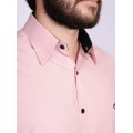 Camisa nude com detalhe na frente masculina de tricoline manga longa