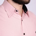Camisa nude com detalhe na frente masculina de tricoline manga longa