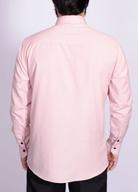 Camisa nude com detalhe na frente masculina de tricoline manga longa