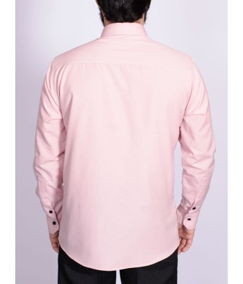 Camisa nude com detalhe na frente masculina de tricoline manga longa