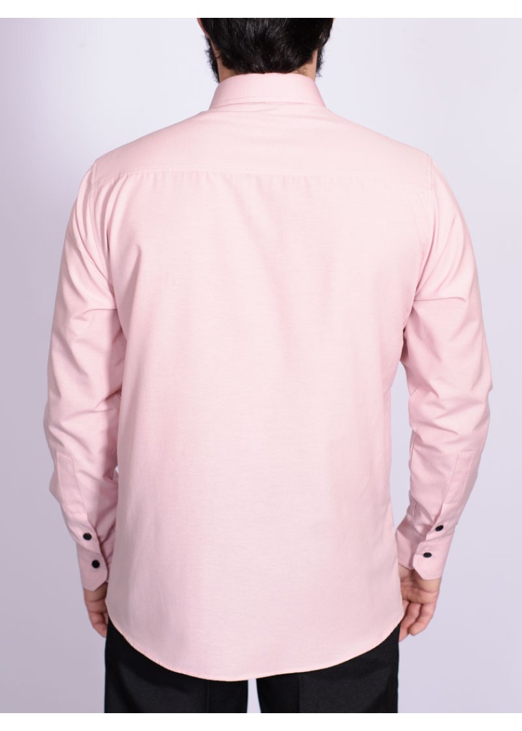 Camisa nude com detalhe na frente masculina de tricoline manga longa