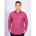 Camisa social masculina de tricoline com detalhe manga longa, pink