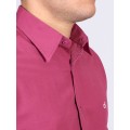 Camisa social masculina de tricoline com detalhe manga longa, pink